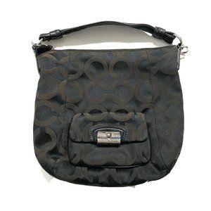 Coach Women's Kristin Op Art Signature Hobo Handbag Purse Large Black